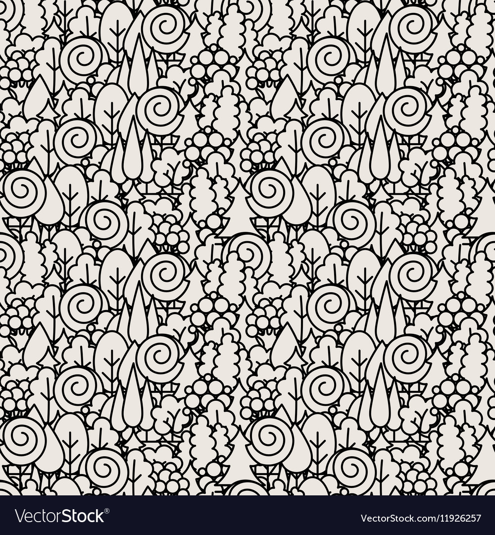 Seamless tree pattern background line ornament
