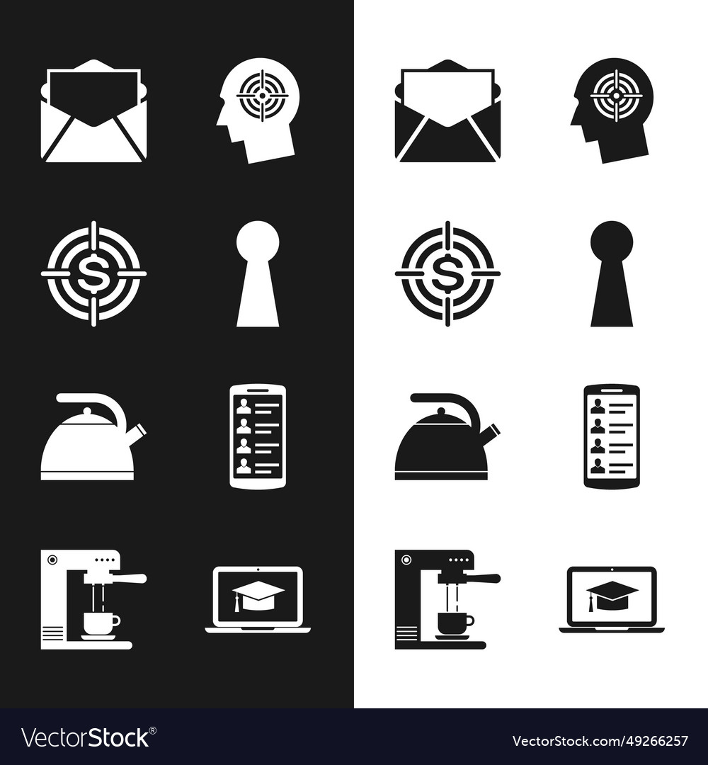 Set keyhole target with dollar mail and e-mail vector image Set keyhole target with dollar mail and e-mail