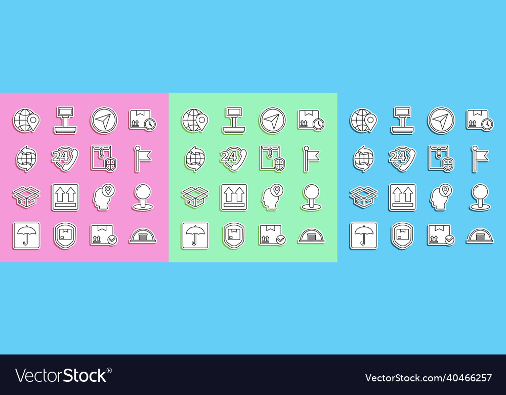 Set line hangar push pin location marker vector image Set line hangar push pin location marker