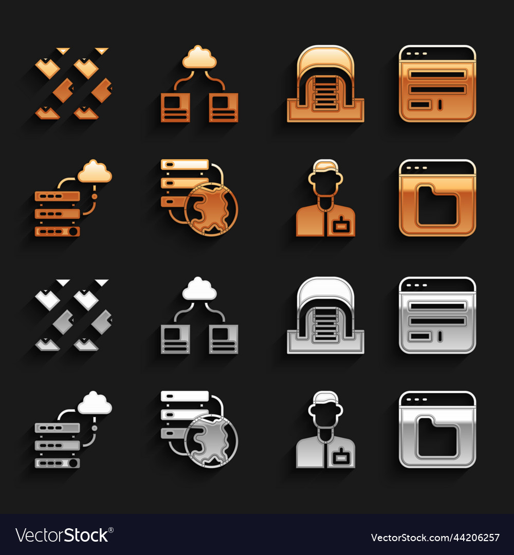 Set network cloud connection browser window vector image Set network cloud connection browser window
