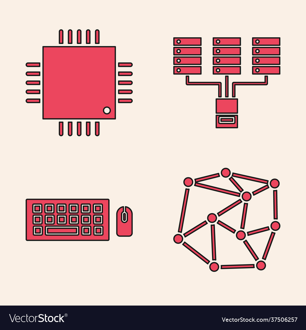 Neurale Netzwerkprozessor mit Mikroschaltungen einstellen vector image Neurale Netzwerkprozessor mit Mikroschaltungen einstellen