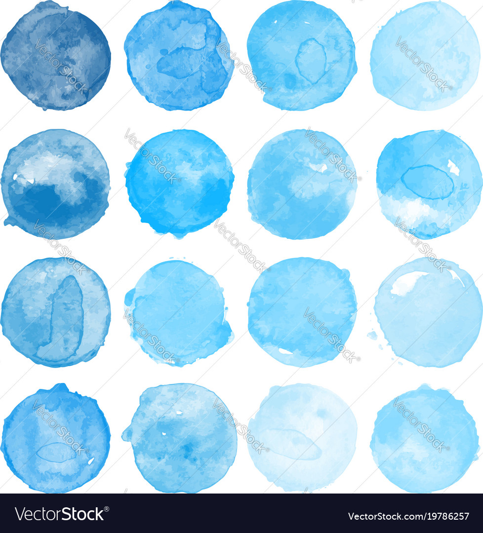 Set of watercolor light blue shapes Royalty Free Vector