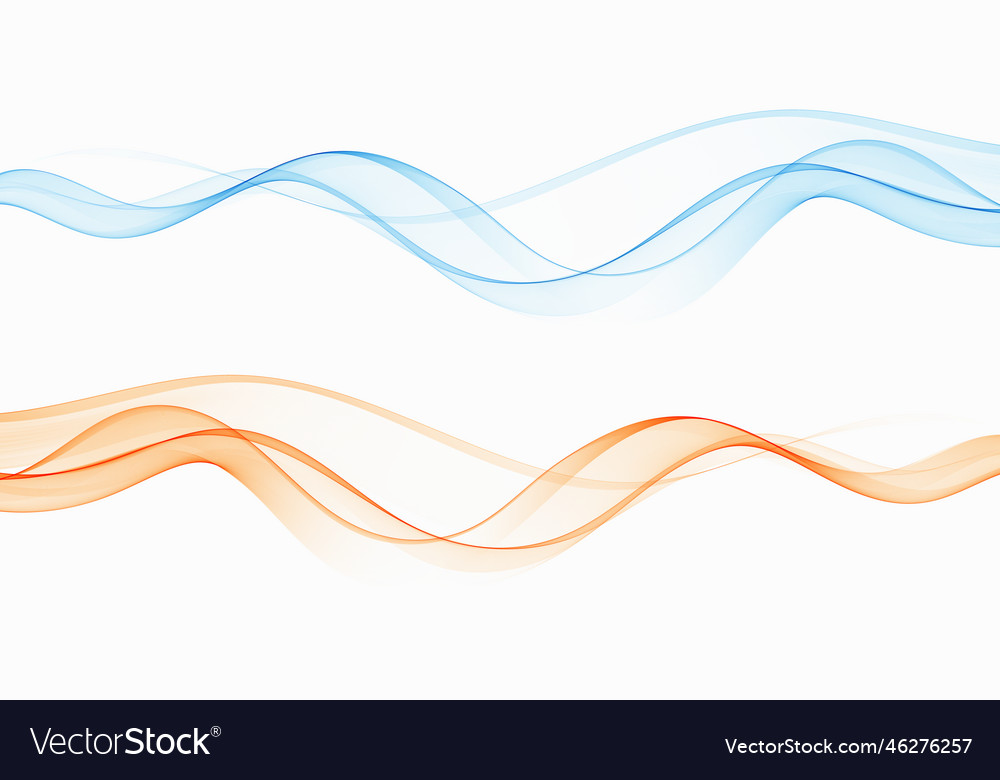 Set of waves blue and orange abstract wave Vector Image