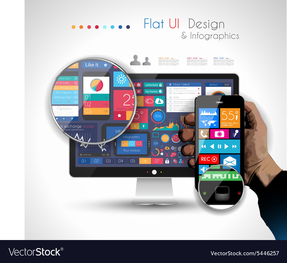 Ui flat design elements in a modern hd screen Vector Image