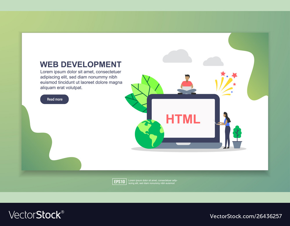 Web development concept with tiny people Vector Image