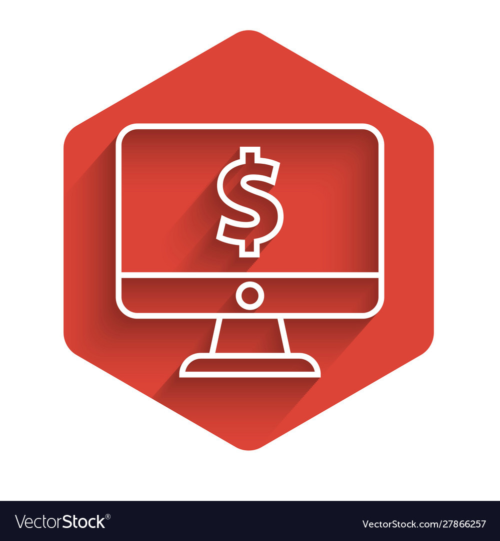White line computer monitor with dollar symbol