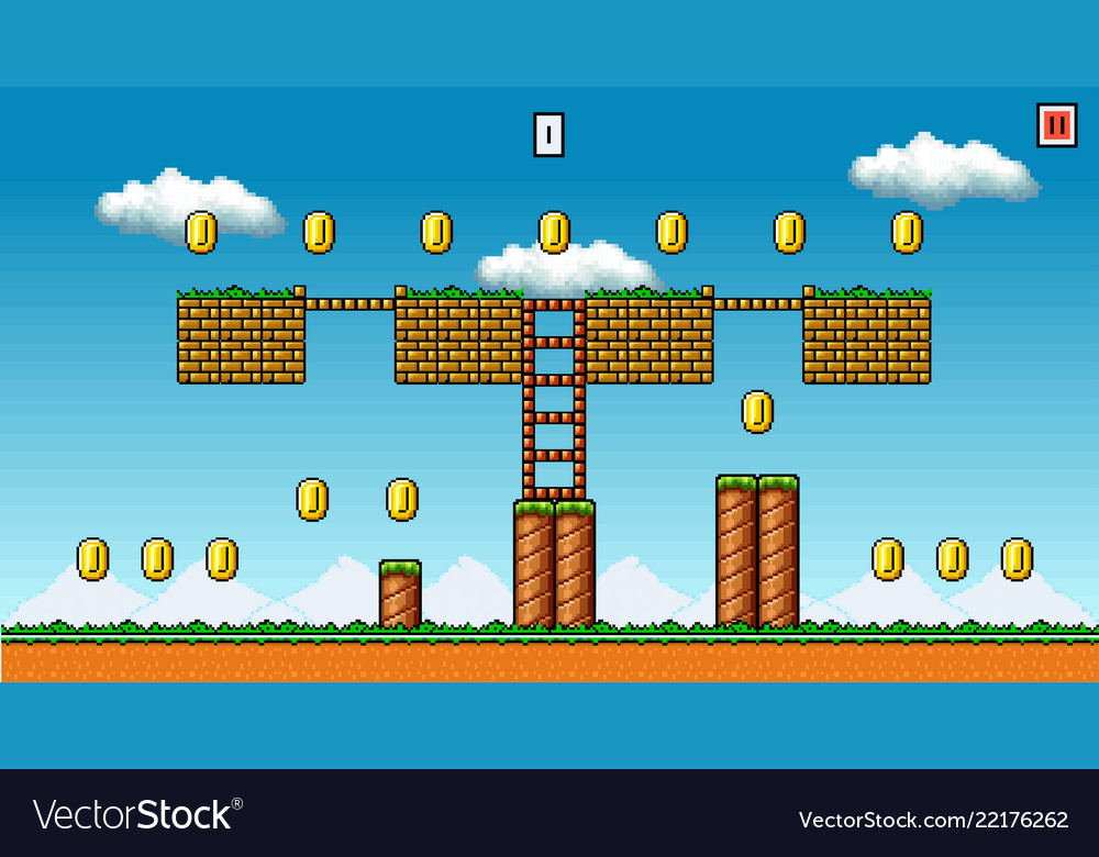 8 bit pixel art platformer game asset original Vector Image