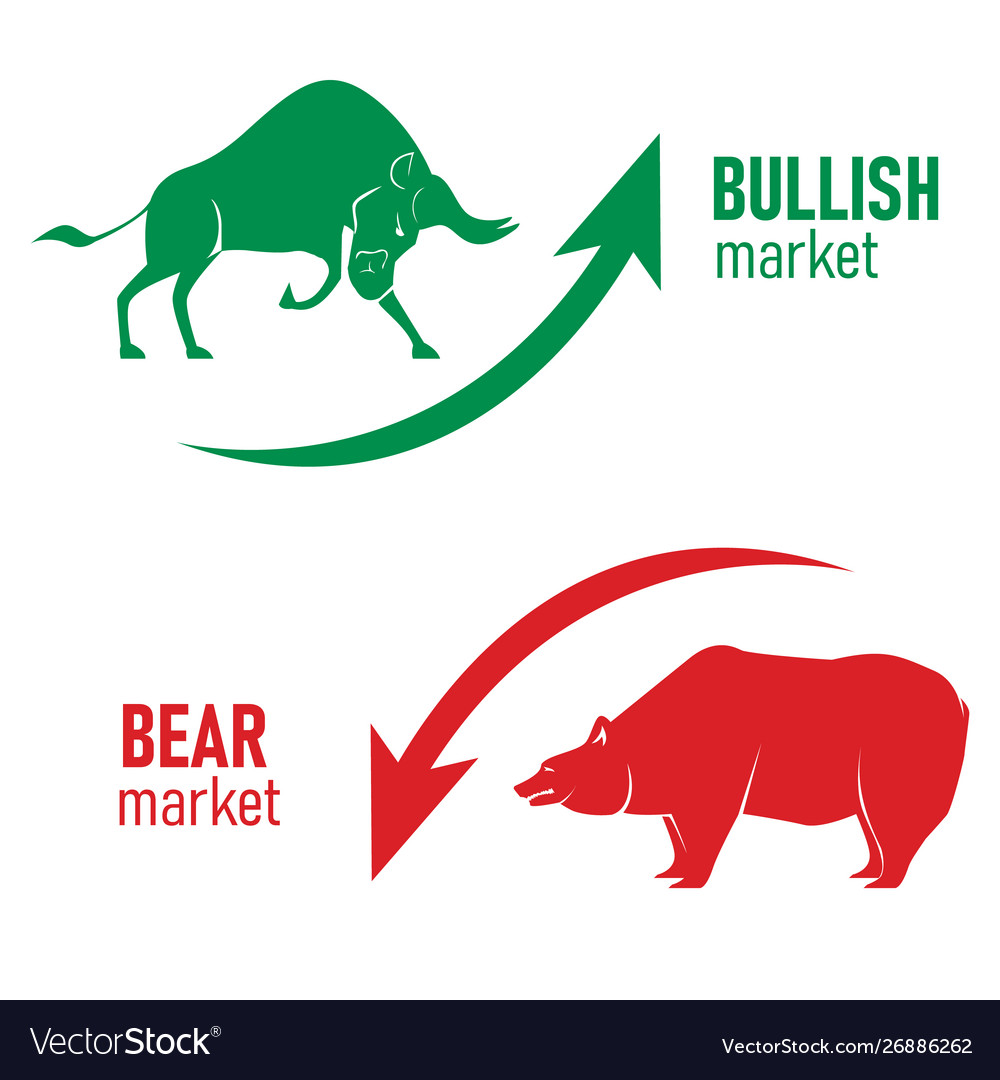 Bullish and bearish symbols on stock market Vector Image