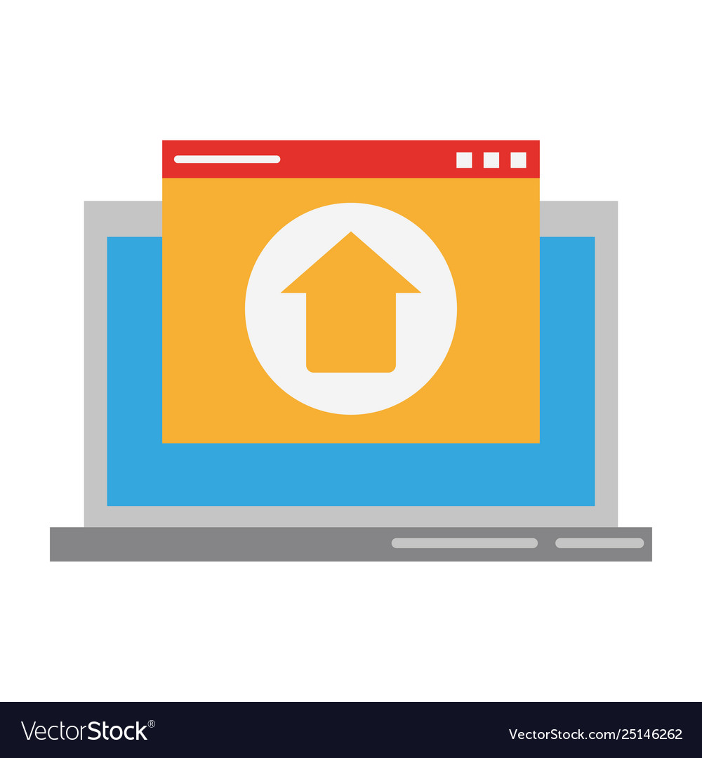 Computer with upload sign Vector Image Computer with upload sign