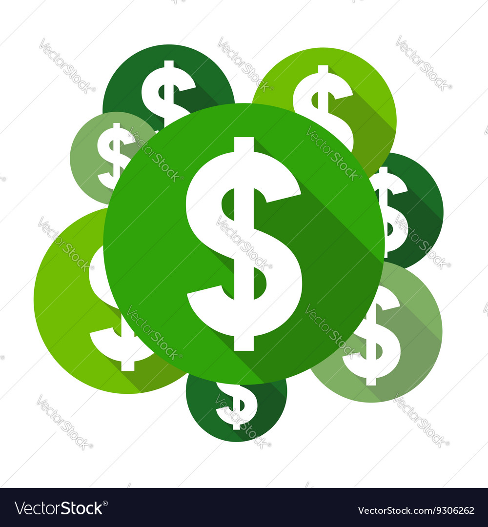 Dollar Symbols Flat Design Style Circles Vector Image