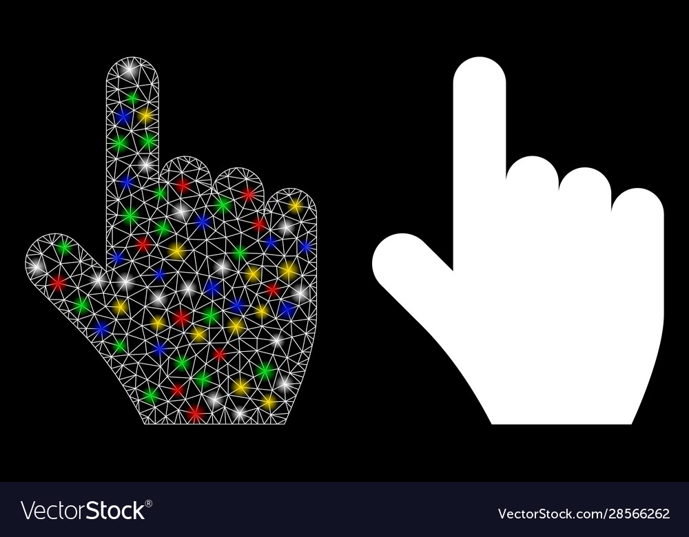Glossy mesh network select gesture icon with flare vector image Glossy mesh network select gesture icon with flare