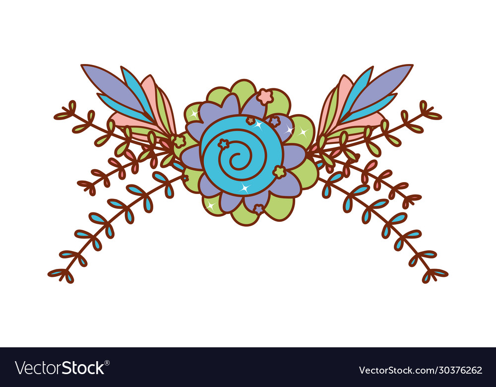 Isolated boho flower with feathers design