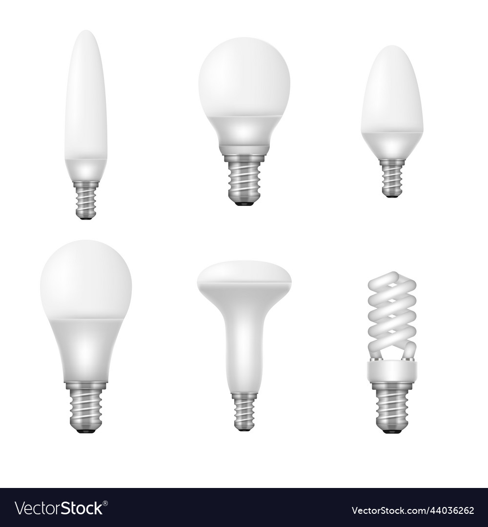 Light bulbs set different lightbulb types Vector Image