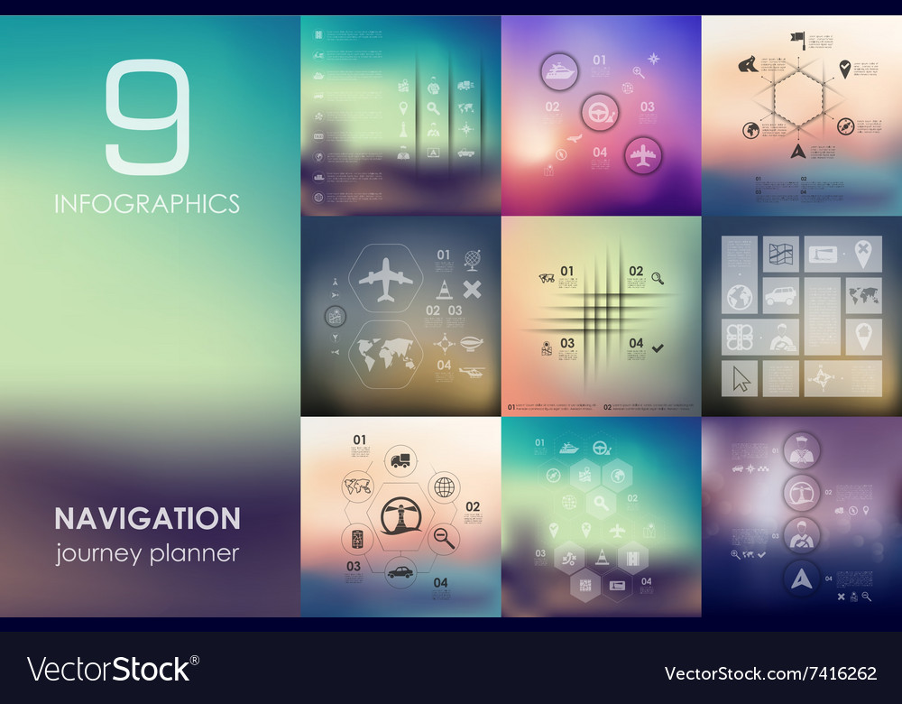 Navigation infographic with unfocused background