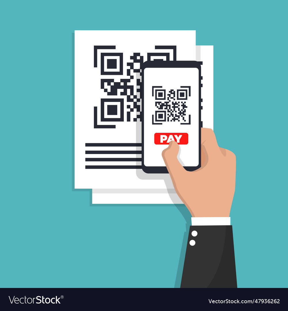 Scan qr code flat icon with phone barcode