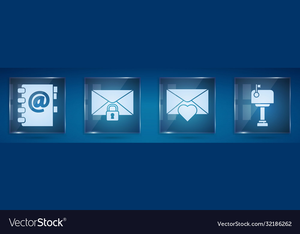 Set address book mail message lock password vector image Set address book mail message lock password