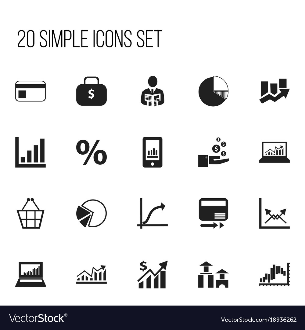 Set of 20 editable statistic icons includes