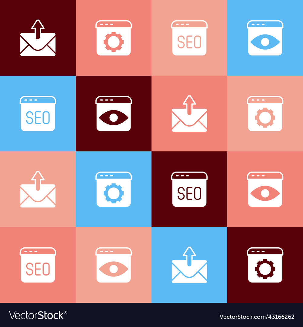 Set pop art mail and e-mail browser setting seo Vector Image Set pop art mail and e-mail browser setting seo
