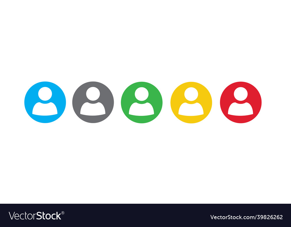 Set user avatar icon button profile symbol flat vector image Set user avatar icon button profile symbol flat