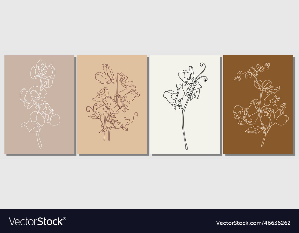 Sweet Pea Line Art - April Blooms