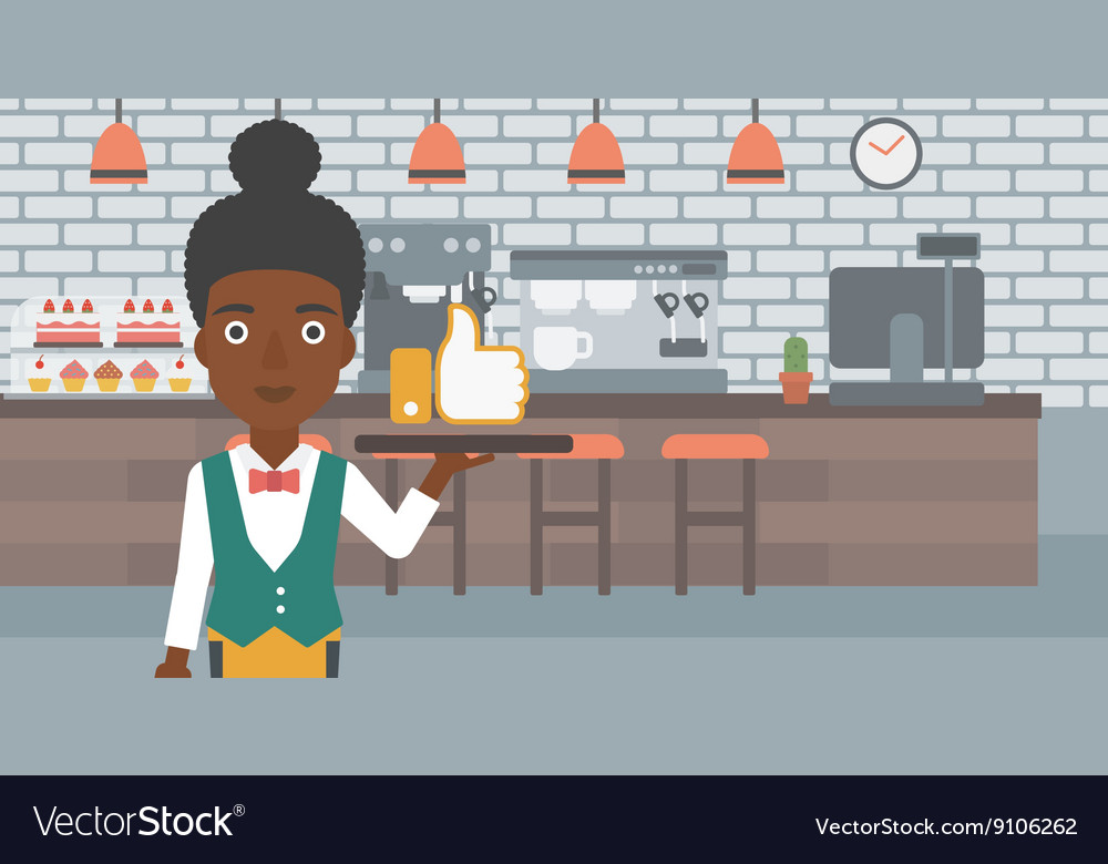 Waitress with like button