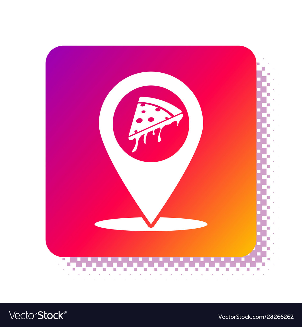 White map pointer with fast food slice pizza icon vector image White map pointer with fast food slice pizza icon