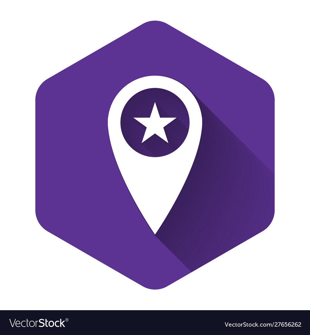 White map pointer with star icon isolated vector image White map pointer with star icon isolated