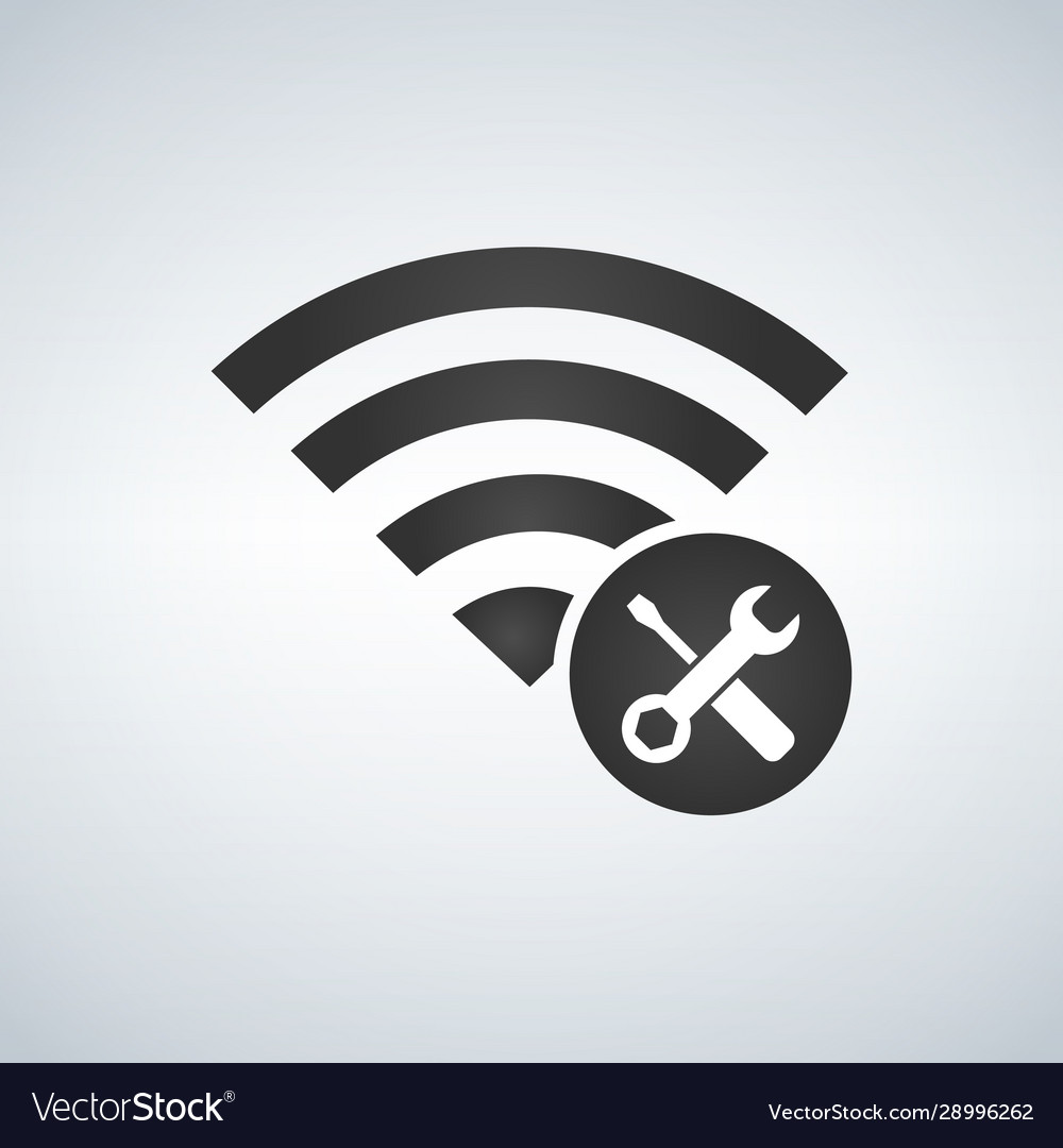 Wifi connection signal icon with tools for repair