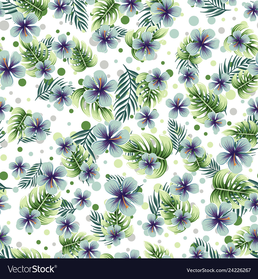 A seamless colorful pattern with tropical plants