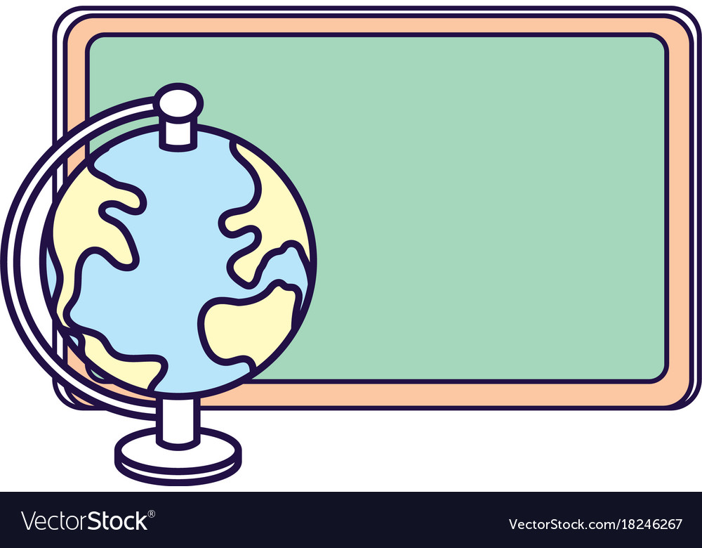 Blackboard object with earth planet map desk