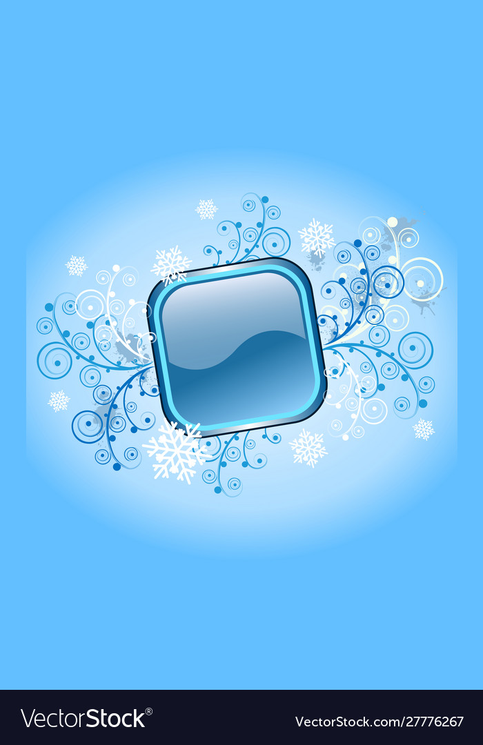 Blue button with snowflake icon vector image Blue button with snowflake icon