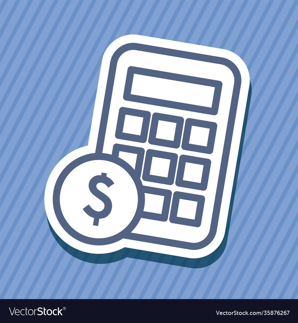 Calculator with coin line style icon design