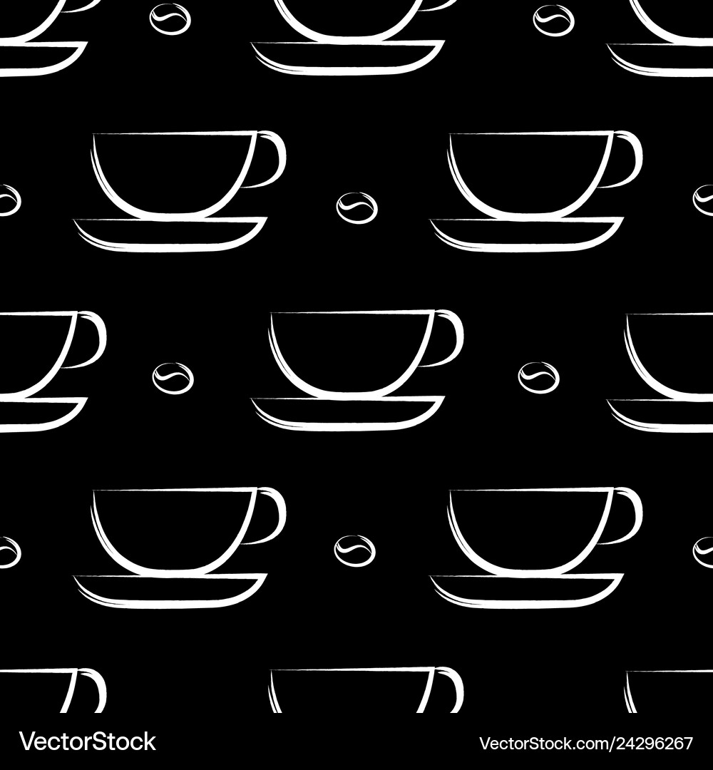 Coffee background seamless pattern white cups Vector Image