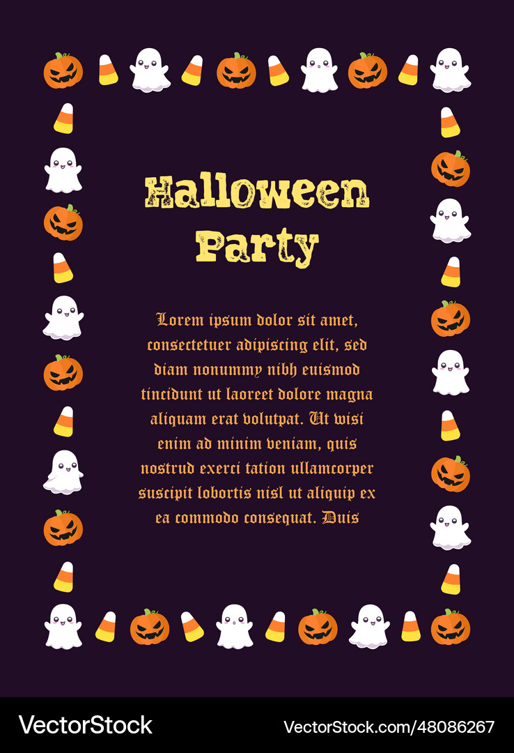 Cute halloween party invitation card frame Vector Image