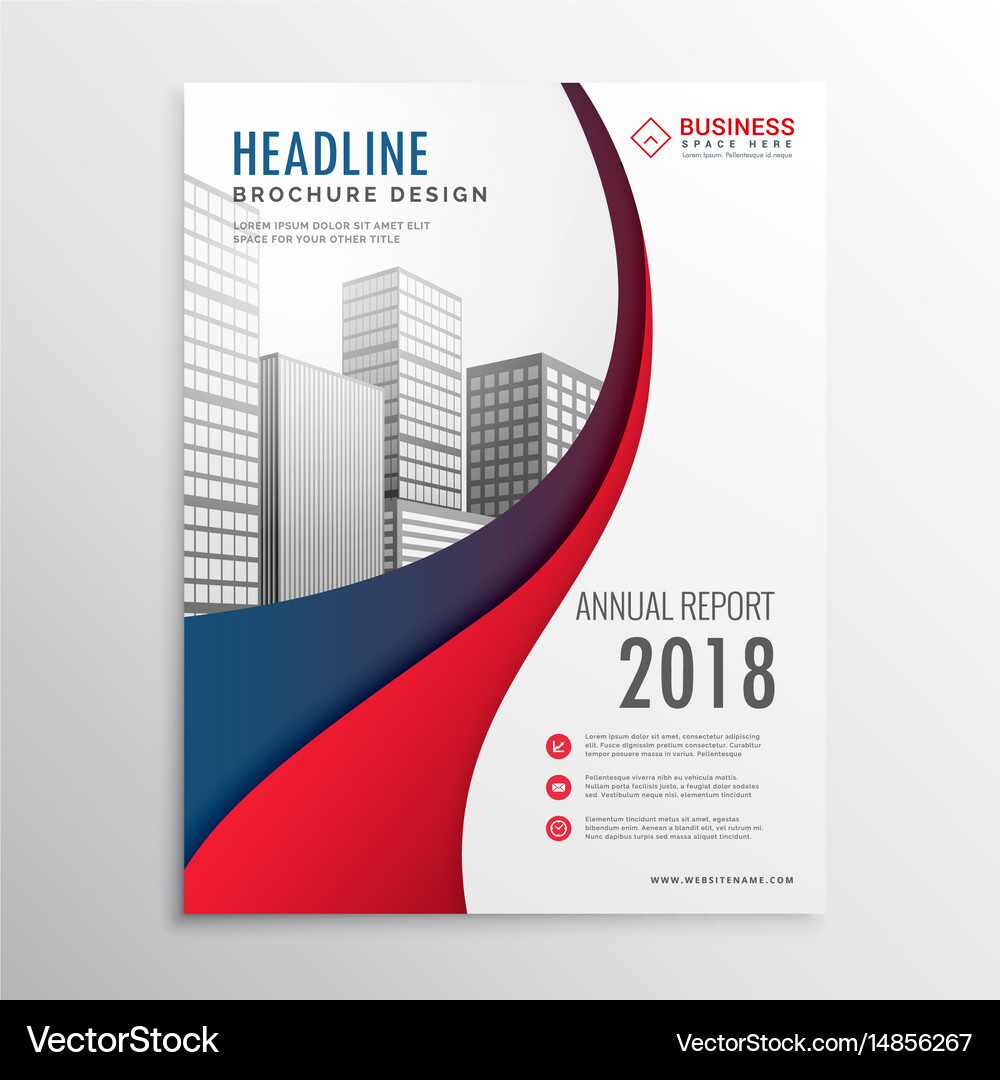 Dynamic Red and Blue Wave Brochure Royalty Free Vector Image