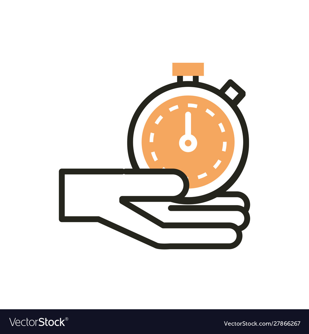 Hand stopwatch web development icon line and fill vector image Hand stopwatch web development icon line and fill