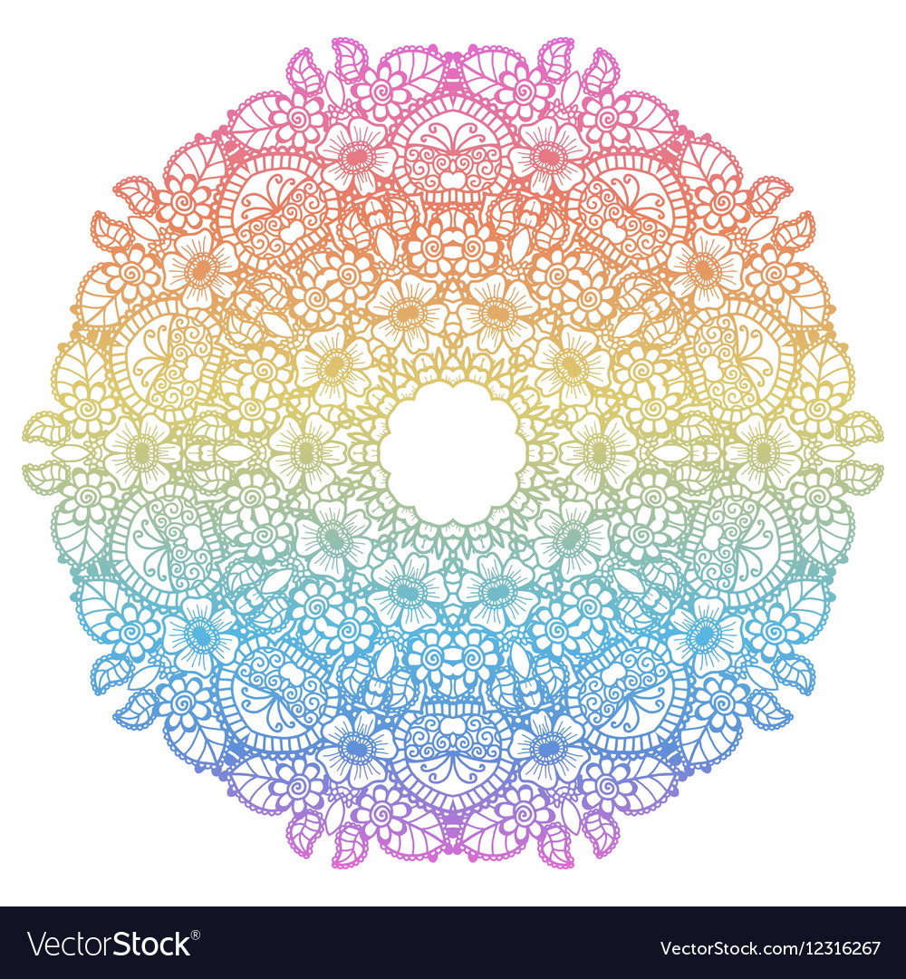 Round rainbow mandala background