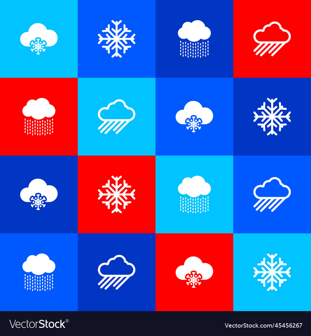 Set cloud with snow snowflake rain and icon Vector Image