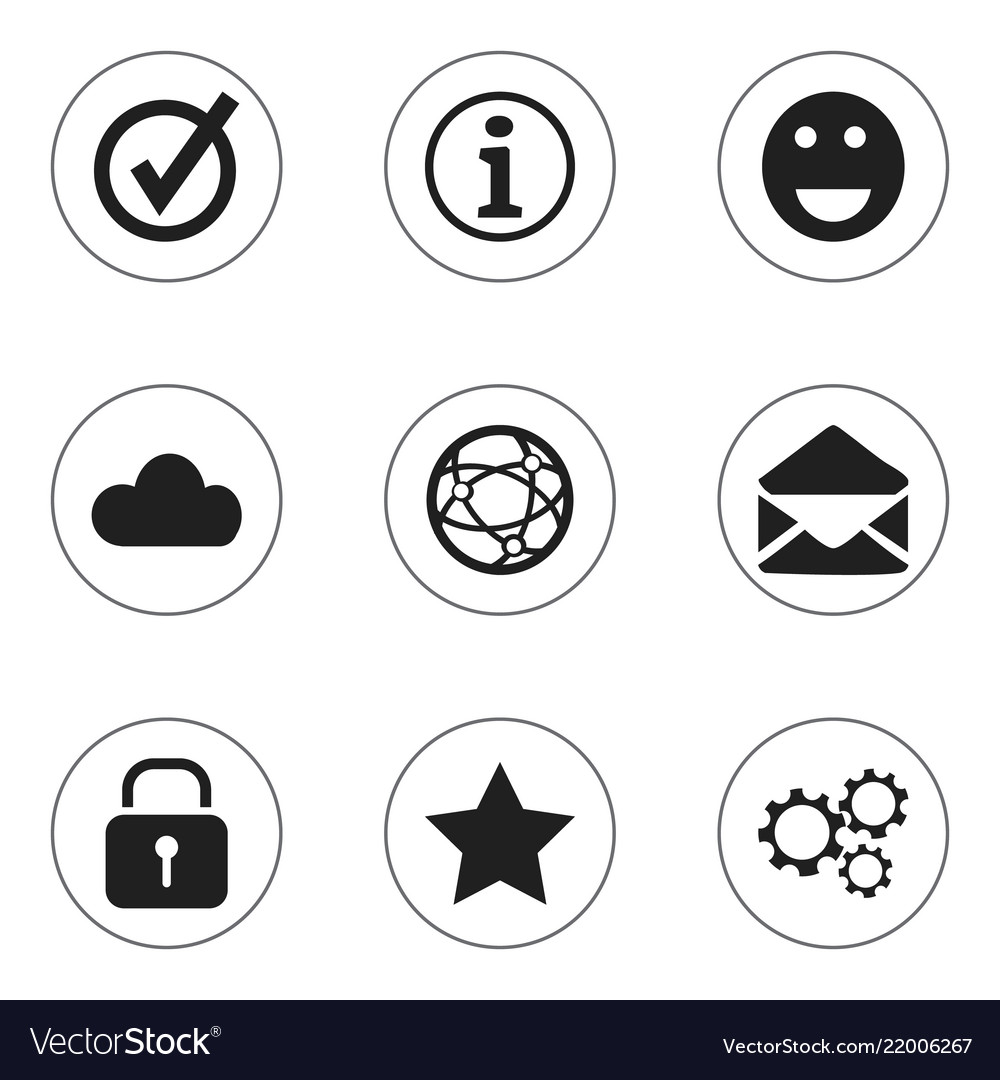Set of 9 editable network icons includes symbols vector image Set of 9 editable network icons includes symbols