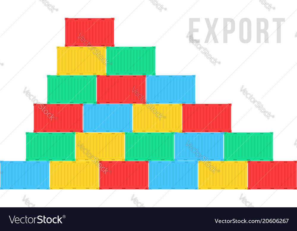 Stack of sea containers like export vector image Stack of sea containers like export