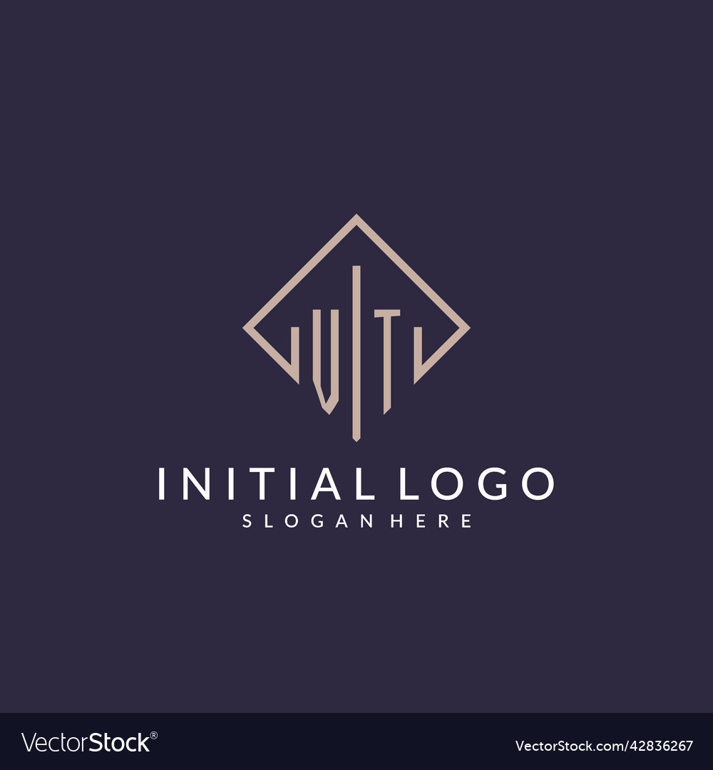 Vt initial monogram logo with rectangle style