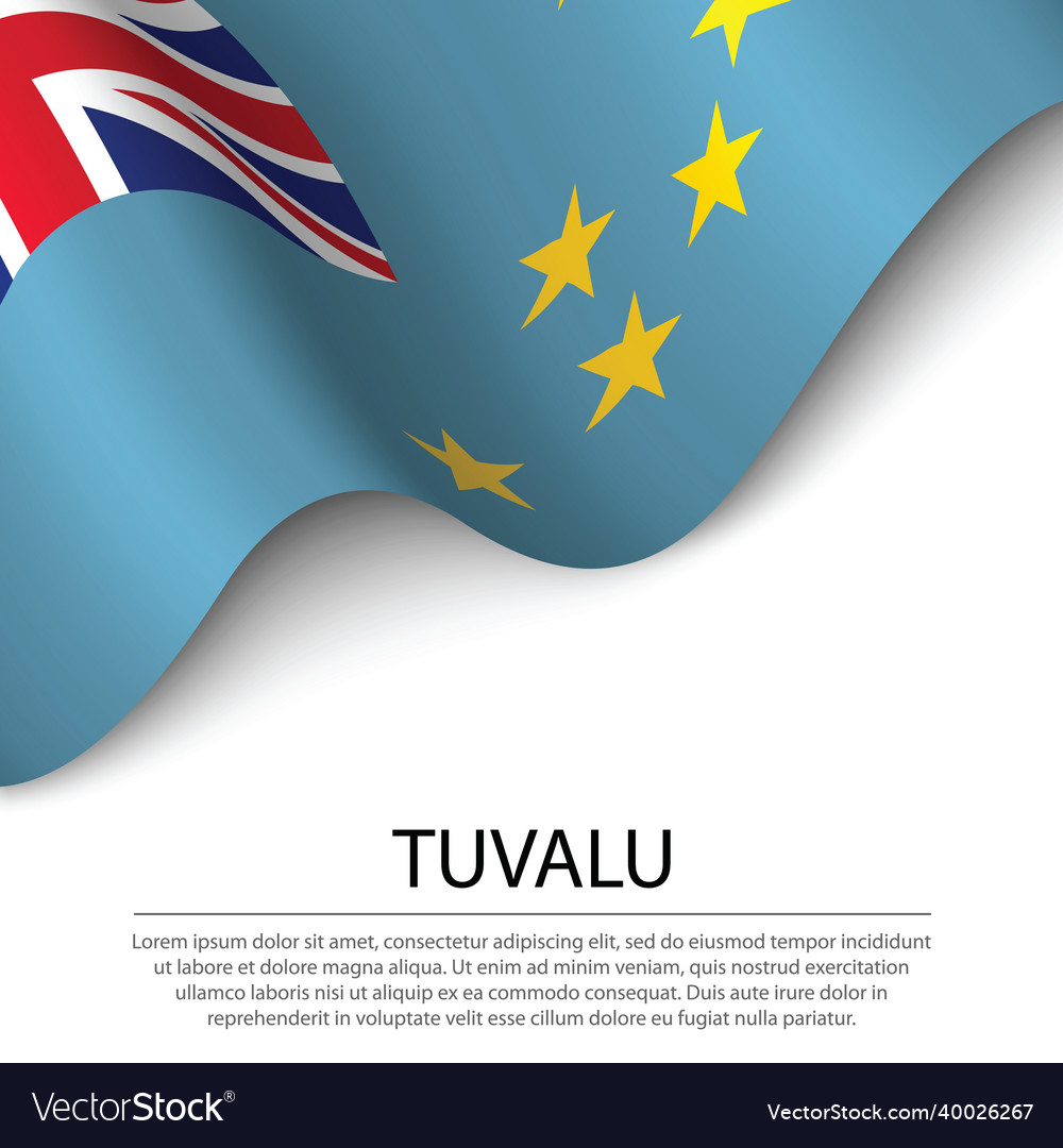 Waving Flagge von Tuvalu auf weißem Hintergrundbanner