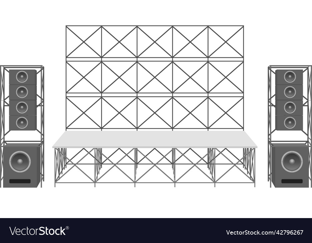 White stage and speaker with spotlight on the trus