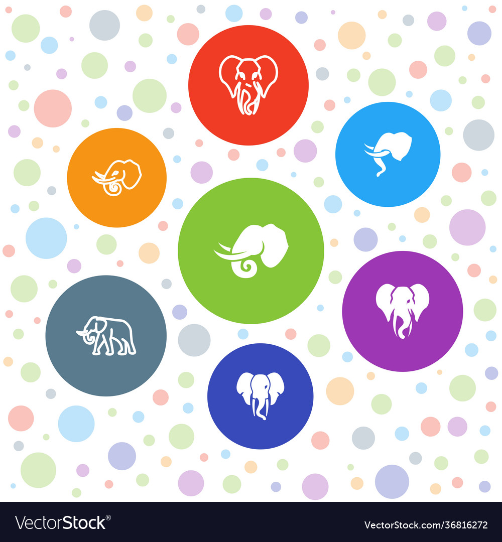 7 elephant icons