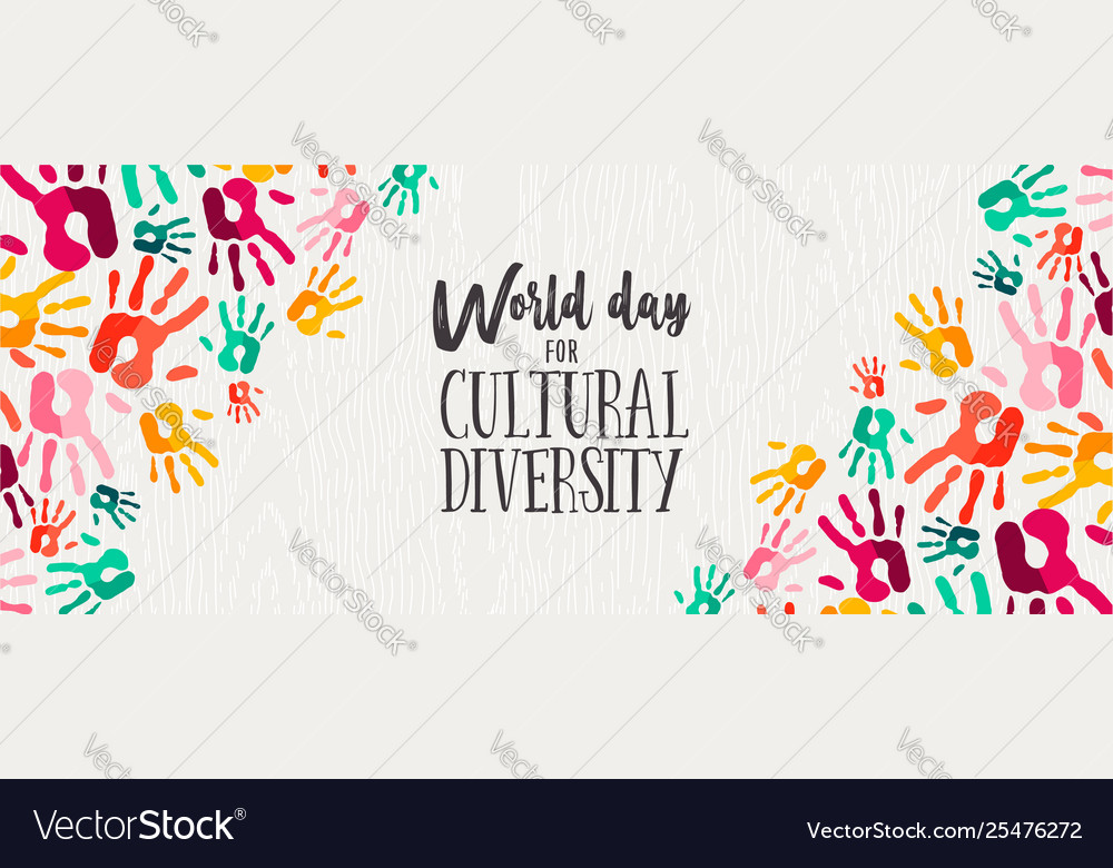 Cultural Diversity Day Banner Color Human Hands Vector Image