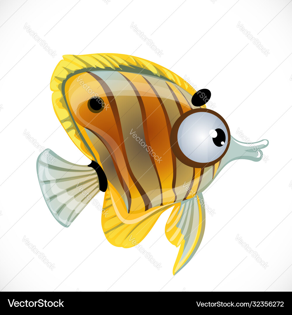 Cute cartoon discus fish isolated on a white Vector Image