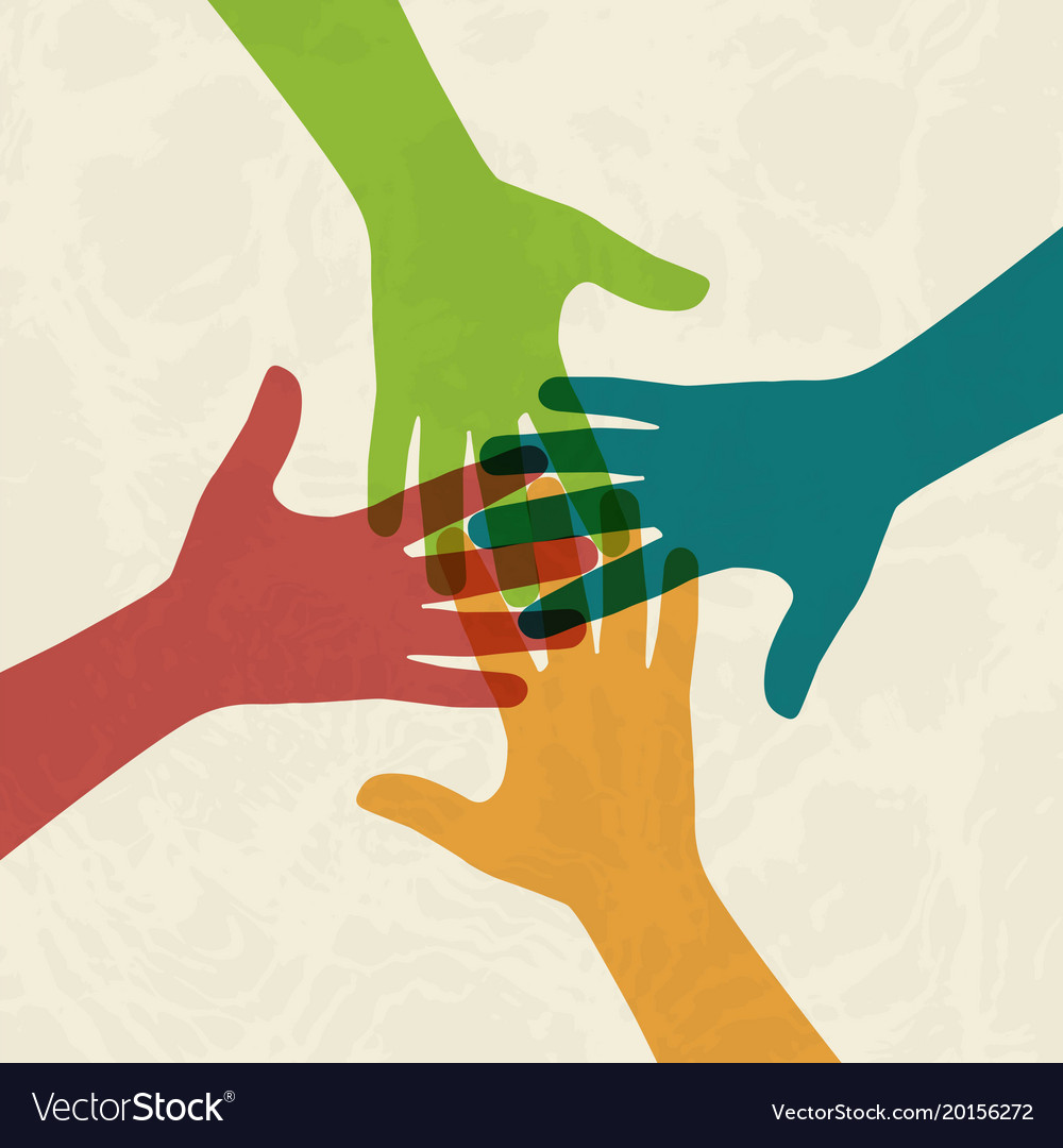 Hands connecting Royalty Free Vector Image - VectorStock