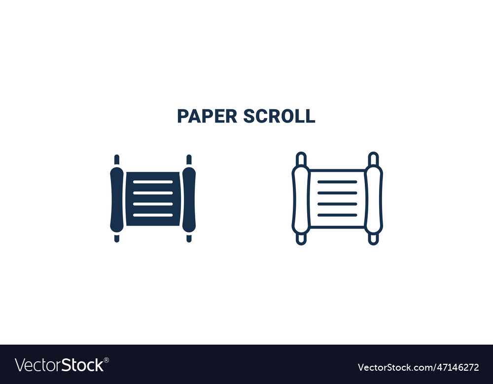 Paper scroll icon outline and filled scroll Vector Image