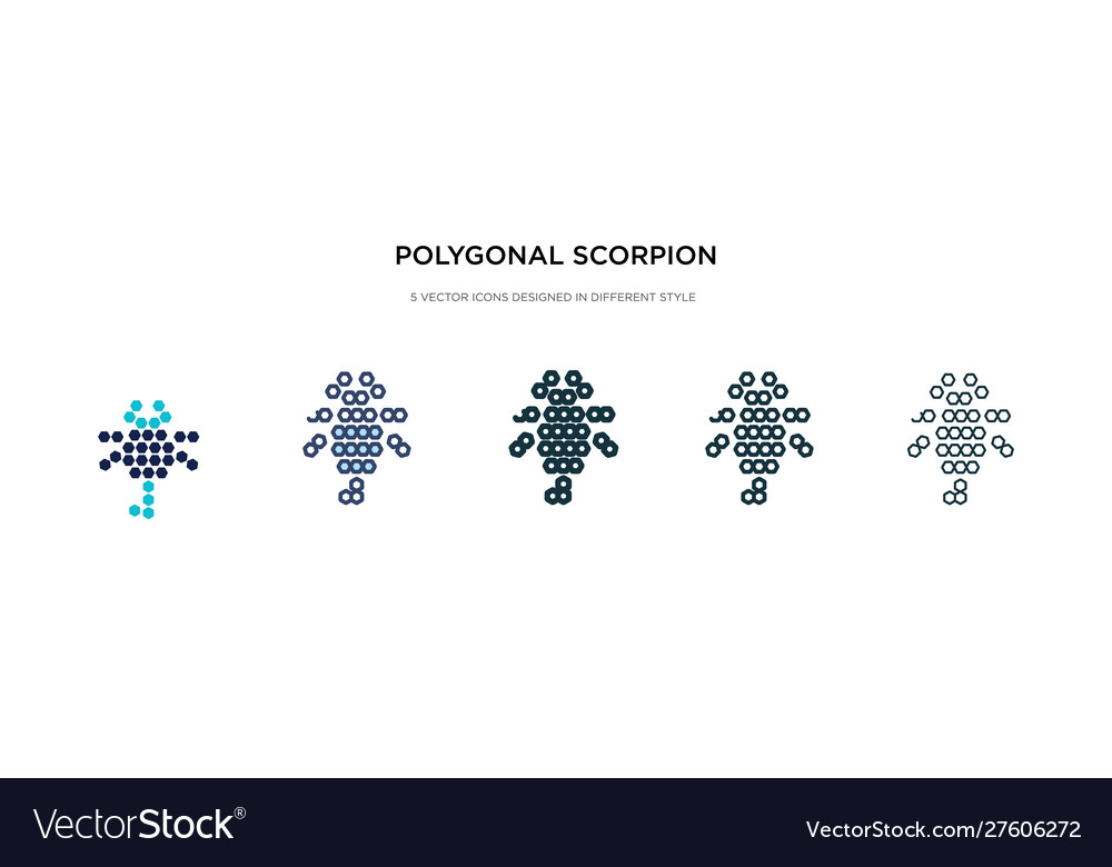 Polygonal scorpion icon in different style two