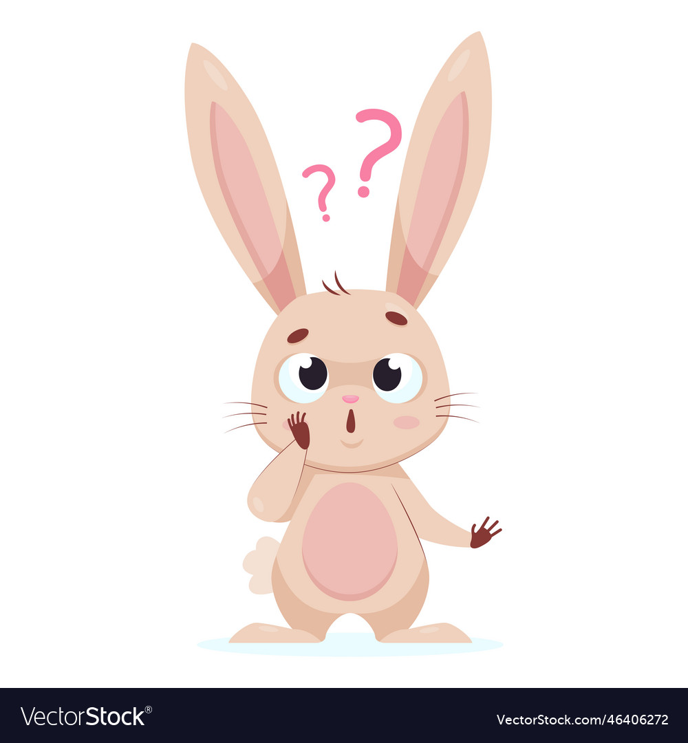 Rabbit with question marks above it cartoon vector image Rabbit with question marks above it cartoon